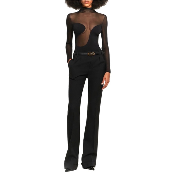 Nensi Dojaka Paneled Jersey And Tulle Black Bodysuit - Picture 9 of 13